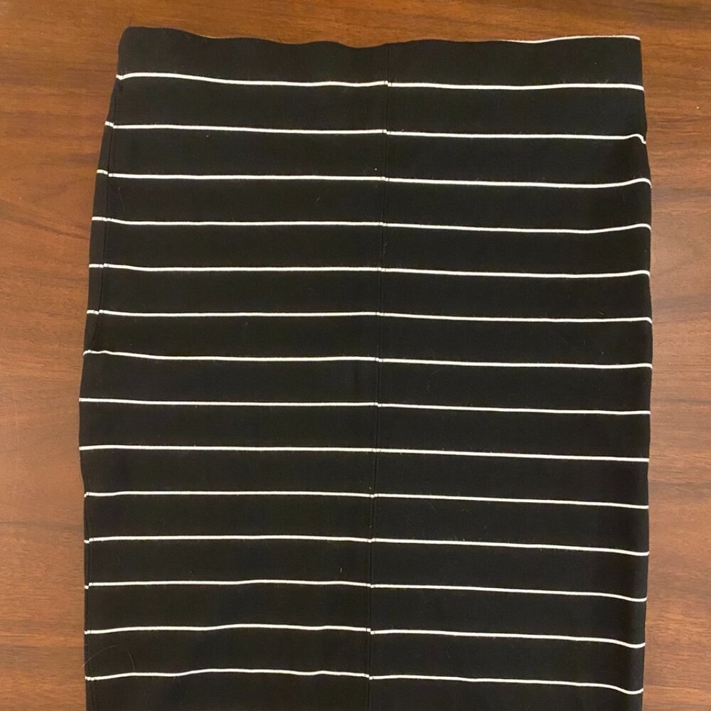 Catherine Malandrino Medium Black and White Striped Pencil Skirt